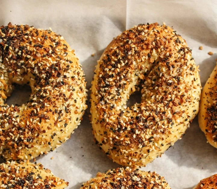 Everything bagels on baking paper