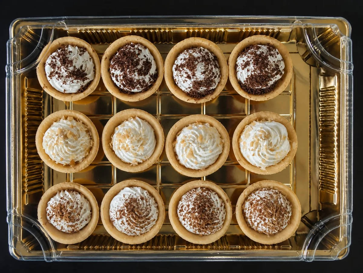 A tray of twelve mini cheesecakes