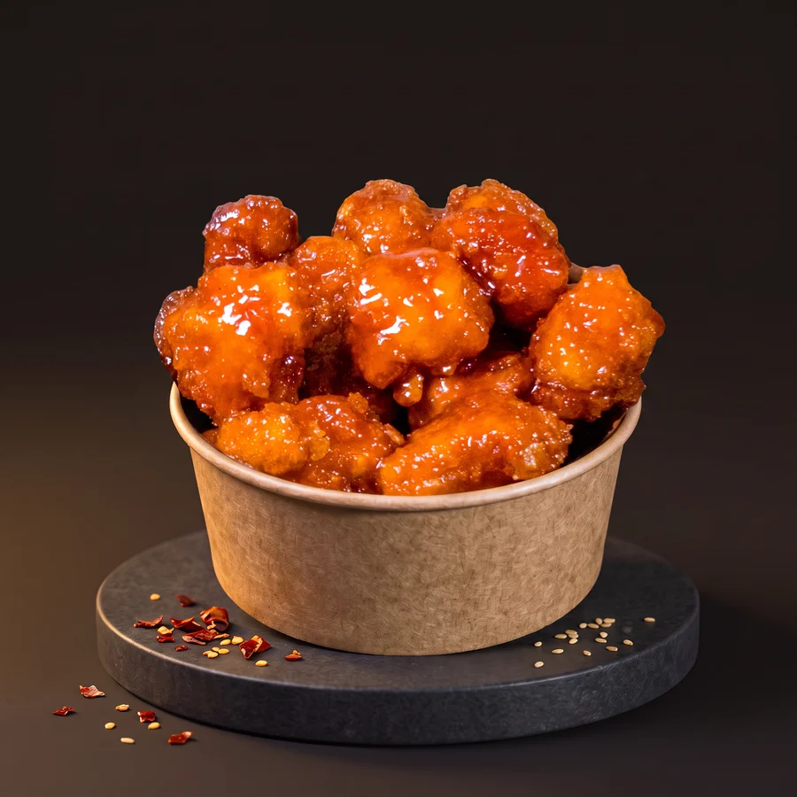 Original Hot Poppers in a kraft bowl