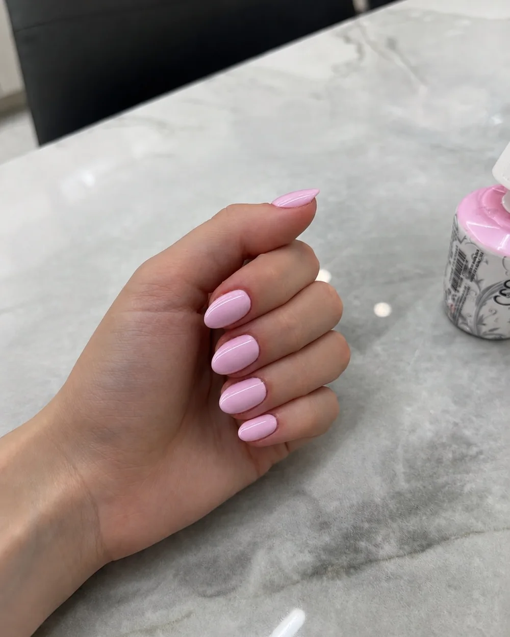 Bubblegum pink gel nails