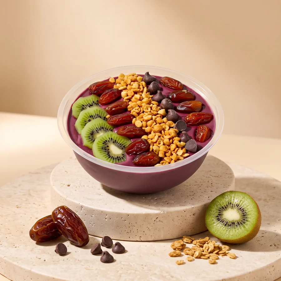 A Build your own bowl on our acai base, with four toppings of your choice